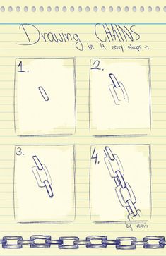 the instructions for drawing chains are shown in this hand drawn sketch, which shows how to draw