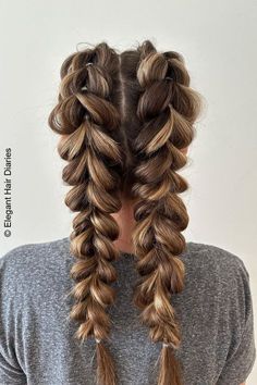 Cute Braided Hairstyles For Sports, Off Scalp Plaits, Pull Threw Braid, Double Pull Through Braid Tutorial, Back To School Easy Hairstyles, Hairstyles Pull Through Braid, Double Pull Through Braid, Teen Braid Styles, Cute Braided Hairstyles Easy