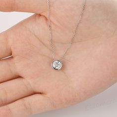 Moissanite Pendant Necklace, Round Cut 1CT Center Moissanite Bezel Solitaire 14k White Gold Pendants Necklace Chain, Moissanite Necklace ※ Metal Type: Solid 14k gold. ※ Center Stone: Esdomera Moissanite ※ Center Carat Weight: 1ct Round Cut(6.5mm); ※ Color: F; ※ Clarity: VVS1; ※ Side Stones: No Side Stones; ※ SKU: ESP0009; ※ Accessories: The white gold chain style will be random, may be different from the pictures. ※ Accessories: *Shipped with Certificate and beautiful ring box; *Certificate - fr White Gold Pendant Necklace, Moissanite Pendant, White Gold Chain, Gold Pendants, Pendants Necklace, Moissanite Necklace, White Gold Chains, Beautiful Ring, Metal Necklaces