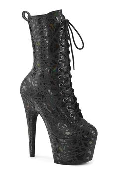 7" Heel, 2 3/4" Platform Lace-Up Front Ankle Boot, Side Zipper - Fit Guide: True to Size - Heel: 7" Heel, 2 3/4" Platform - Brand: Pleaser - Country of Origin: Imported 7 Inch Heels, Pleaser Heels, Alternative Shoes, High Heel Stiefel, Festival Shoes, Pleaser Shoes, Punk Boots, Pole Dance, Cosplay Shoes