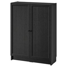 a black cabinet with two doors on it