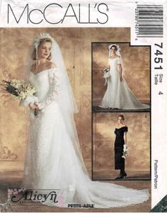 an image of a bride in her wedding dress on the cover of a sewing pattern