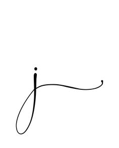 a black and white photo of the letter j in cursive writing with a single line drawn across it