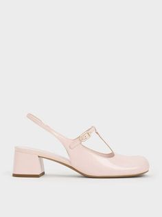 Light Pink T-Bar Slingback Mary Jane Pumps | CHARLES & KEITH Feminine Pink Ankle Strap Slingback Pumps, Feminine Spring Slingback Pumps, Classic Pink Heels For Spring, Elegant T-strap Slingback Pumps For Spring, Elegant Spring T-strap Slingback Pumps, Feminine Pink Slingback Pumps For Formal Occasions, Pink T-strap Heels For Spring, Brand Collaboration, Faux Leather Heels