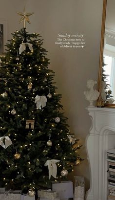 a decorated christmas tree in a living room