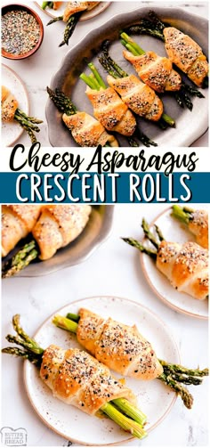 cheesey asparagus crescent rolls on a plate