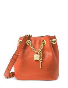 Michael Kors Luggage, Sparkly Purse, Leather Bags Women, Michael Kors Designer, Statement Handbag, Money Bags, Mini Bucket Bags, Orange Orange, Bucket Bags