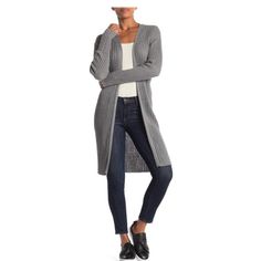 New See Pictures Style #Rk384831mi A Simple Ribbed Knit Cardigan Is The Perfect Way To Finish Off Any Basic Outfit. - Open Front - Long Sleeves - Ribbed Construction - Approx. 40" Length (Size S) - 53% Cotton, 40% Viscose, 7% Nylon Ribbed Knit Cardigan For Cold Weather, Casual Ribbed Gray Cardigan, Casual Gray Ribbed Cardigan, Trendy Ribbed Outerwear For Layering, Ribbed Cardigan For Cold Weather In Fall, Gray Cable Knit Outerwear For Spring, Spring Ribbed Cardigan For Work, Ribbed Cardigan For Fall And Cold Weather, Gray Ribbed Cardigan For Fall