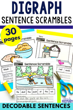 this is an image of printable dig graph sentence scrambles