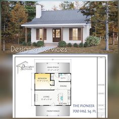 the floor plan for a small house is shown in two different views, and it's