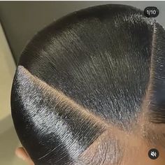 Pony Style Hair Ponytail Ideas, Slick Back Ponytail Parts, Sleek Ponytail Weave Black Women, Triangle Slick Back Ponytail, 3 Section Slick Back Ponytail, Triangle Part Slick Back Ponytail, Slick Parted Ponytail, V Slick Back Ponytail, Slick Back Hair Black Women