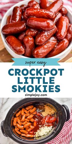 crockpot little smokies recipe with text overlay