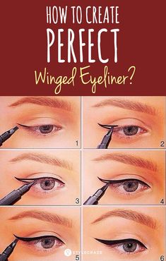 Eyeliner Wing Tutorial, How To Do Winged Eyeliner, Perfect Makeup Tutorial, Perfect Winged Eyeliner, Best Makeup Tutorials, Eyeliner Styles, How To Apply Eyeliner, Nail Art Videos