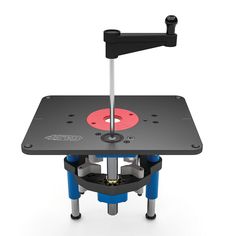 an image of a table with a tool on it's back end and two wheels attached