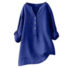 Women's V-Neck Long Sleeve Loose Button Cotton And Linen Tunic Shirts Summer Shirts Blouse Features: Features:Casual,Long Sleeve Blouse,V-Neck, Solid tops,Women Tops. Material:60%Cotton,40%Linen,Made from fabric, lightweight soft and comfortable. Style:This long Sleeve Tops Very Comfortablecan be Great under jackets or alone, worn with heels, or flats,just the way you like Occasion: Dating,Casual,Party,Beach, For work,At home Vacationand more. Suit for all season. PLEASE NOTE: Hand wash. Our clo Linen Tunic Shirt, Casual Long Sleeve Shirts, Elegante Casual, Summer Linen, Linen Tunic, Linen Blouse, Loose Blouse, Tunic Shirt, Dressy Casual