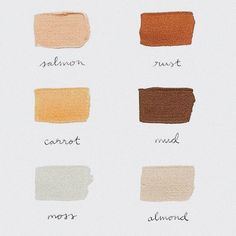 the different shades of paint that are used in this painting project, including oranges and browns