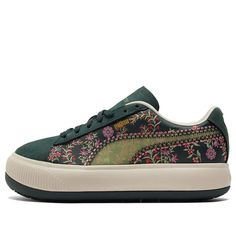 (WMNS) PUMA Liberty of London x Suede Mayu 'Floral' 382191-01 - KICKS CREW Puma X Liberty, Phil Knight, Sneak Attack, Painted Sneakers, Unique Sneakers, Green Sneakers, Puma Suede, Shoe Inspo, Everyday Shoes