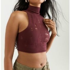 Size M Perfect For Fall, Valentine’s Day, Galentine’s Day, Etc! Nwb; Just Took Tag Off Cropped, High Neck Top! So Soft Add To Bundle & Save 15% On 2 Or More Items From My Closet! #Urbanoutfitters #Highneckcrop #Fallcroptop #Distressedtop #Grungechic Summer Ripped Stretch Top, Summer Stretch Ripped Tops, Trendy Distressed Cropped Tops, Trendy Ripped Stretch Tops, Distressed Fitted Cropped Tops, Trendy Ripped Fitted Tops, Trendy Fitted Ripped Tops, Fitted Ripped Sleeveless Top, Fitted Sleeveless Ripped Top