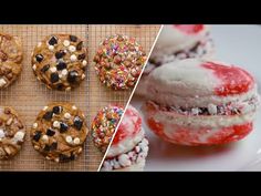 cookies and pastries are on a cooling rack