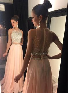 Blush Prom Dress, 2 Piece Prom Dress, Prom Dresses 2016, Pink Evening Dress, 파티 드레스, Floor Length Prom Dresses, Pink Formal Dresses, Prom Dresses Two Piece, Prom Dresses Sleeveless