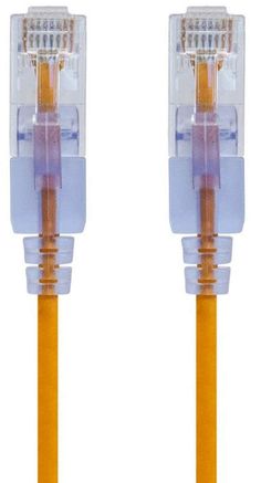 there are two yellow cables connected to each other on the same cable, one is orange and the other is blue