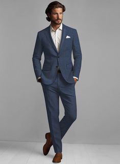 A luxurious spin on classic tailoring, our Solbiati Denim Blue Linen Suit is an elegant piece that ensures an impeccable look. Crafted from pure linen, it offers a lean and polished appearance, as well as exceptional breathability for a stylish and comfortable feel. Meticulously tailored with contemporary details, this suit creates a sleek and powerful silhouette that is sure to make a statement at any social gathering or formal meeting.     About Solbiati Pericle Collection :  A blend of artisan craftsmanship and the finest linen, designed for those who cherish classic elegance with a modern twist. Our collection offers unparalleled comfort and impeccable style. With the freedom to explore vibrant textures and colors, from sophisticated two-tone twills to lively mélange patterns, Pericle Blue Linen Suit Men Wedding, Classic Mens Suits, Men Wedding Suits Classy, Blue Formal Outfit Men, Blue Suit Men Wedding, Male Suits Classy, Mens Suit Blue, Blue Suits For Men, French Blue Suit