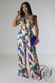 Inject some of this seasons must-have prints into your weekend wardrobe with this multi abstract print plisse non-stretch jumpsuit. Brought to you in a multi abstract print plisse material with a V-neck sleeveless design, how could you say no to this statement piece? Style this with your dreamy high heels and accessories for a next-level look. Model is wearing a small Fabric: 100% Polyester Hand wash cold, line dry. Do not bleach, iron or dry clean. *Inseam 38 inch Size Chart Unique Jumpsuits, Stretch Jumpsuit, Belt Jumpsuit, Weekend Wardrobe, Tall Girl, Sleeveless Jumpsuits, Wide Legs, Unique Dresses, Layered Look