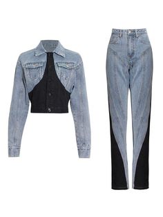 Vanessa Denim Set - The House of CO-KY - Outfit Sets - Vanessa Denim Set - Sets Lady Streetwear, Streetwear Patchwork, Designer Denim Jacket, Jean Jacket Outfits, Denim Decor, Patchwork Shorts, Patchwork Denim, Long Sleeves Coats, Denim Patchwork