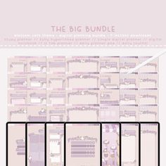 the big bundle is shown with pink and white paper on it, including an assortment of pages