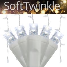 the soft twinkie lights are white and have clear plastic bags attached to them with string lights