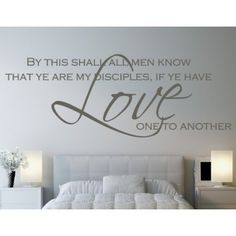 a bedroom wall decal with the words love written on it in black and white