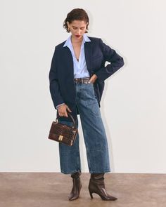 The Way-High® Gardener Cropped Jean Diamond Stone – Everlane Denim Outerwear With Belt Loops For Work, High Waist Jeans With Patch Pockets For Work, Chic Wide Leg Cargo Jeans For Workwear, Fall Utility Wide Leg Jeans, Fall Workwear Bottoms With Multiple Pockets, High Rise Utility Pants For Workwear, Fall Wide Leg Utility Jeans, Wide-leg Cargo Jeans With Multiple Pockets For Work, Spring Relaxed Fit Cargo Jeans For Workwear