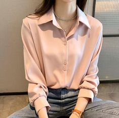 Great Shopping New Summer Women's Chiffon Long-sleeve clothes Blouses Slim shirts Tops Fashion, women's tops Satin Shirts For Women, Long Sleeve Loose Blouse, Ladies Chiffon Shirts, Women Chiffon Blouse, Chiffon Blouses, Office Shirt, Blouse Summer, Silk Button Up, Shirts Women Fashion