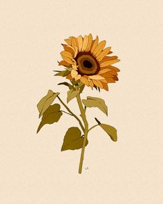 Sunflower Print · Libby Frame Illustration · Online Store Powered by Storenvy Sunflower Drawing, Sunflower Wallpaper, 수채화 그림, Sunflower Art, Arte Sketchbook, Sunflower Print, Pics Art, A Drawing, الرسومات اللطيفة