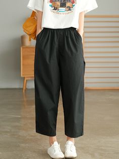 Product Name: Women's Cotton Harem Pants Solid Easy Matching Pant Item NO.: 21864528 Weight: 0.25 kg = 0.5512 lb = 8.8185 oz Category: Clothing> Women> Jeans & Pants Creation Time: 2023-04-19 Edition type:LooseElasticity:Micro-ElasticityHem Type: Regular HemThickness:Light-weightDesign Elements:SolidStyle: CasualMaterial:Cotton LinenWashing Mode: Machine WashSize:S-2XLWeight:300GTheme:Fit for Women's Spring Outfits/Summer OutfitsOccasion: Outdoor /Home /Daily /Casual/Festival/Workwear/Street/Tra Summer Ankle-length Work Pants With Pockets, Ankle-length Cotton Capris With Pockets, Baggy High-waisted Pants With Elastic Waistband, Baggy Straight Pants With Elastic Waistband, Black Straight Leg Capris With Pockets, High-waisted Non-stretch Pants With Side Pockets, Cotton Capris With Elastic Waistband For Work, High Waist Solid Color Cotton Capris, High Waist Loose Fit Cotton Capris