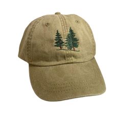 Pine Tree Hat Summer Hat Summer Hat Dad Cap | Etsy Khaki Brimmed Hat For Hiking, Embroidered Snapback Baseball Cap For Outdoor, Adjustable Khaki Hat For Hiking, Adjustable Khaki Hiking Hats, Brown Camping Hat, One Size Fits Most, Embroidered Adjustable Baseball Cap For Outdoor, Brown Baseball Cap For Camping, Brown Hiking Cap, Green Short Brim Baseball Cap For Outdoor Activities