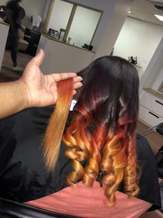 Orange And Red Hair, Hair Mix Color, Long Hair Care, Natural Afro, Long Shag Haircut, Pretty Hair Color, Dope Hairstyles