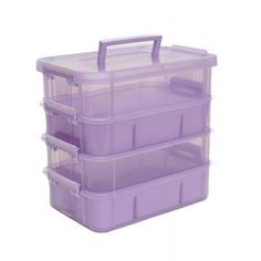 three plastic storage containers stacked on top of each other