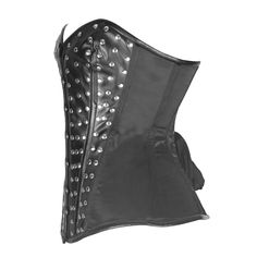 This Black Studded Corset crafted from Real Leather and Satin exudes a classic and impressive aesthetic. Its versatility makes it suitable for tight lacing, shaping, and waist training, thus making it a worthwhile investment for individuals seeking to attain their desired body shape and an attractive appearance. This Black Real Leather & Satin Over Bust Corset offers solid support for the lumbar, middle, and lower back. Moreover, wearing it during work can potentially improve posture. Additional Studded Corset, Over Bust Corset, Desired Body, Black Leather Corset, Structured Corset, Lace Tights, Overbust Corset, Leather Corset, Waist Training