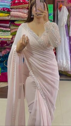 Baby Pink Saree, Sequence Saree