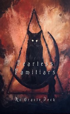 a black cat sitting on top of a metal object with the words fearless familiars