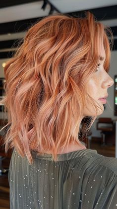 Apricot Hair Color Copper, Peach Brown Hair, Peachy Hair Color, Peach Hair Color, Cooper Brown, Hair Colors To Try, Peach Hair Colors, Ladies Hairstyles