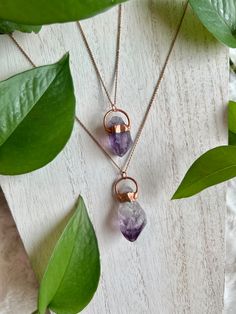 Raw Amethyst necklace Copper Electroformed Jewelry, Blue Stone Pendant, Kyanite Jewelry, Amethyst Crystal Necklace, Crystal Point Necklace, Hippy Gifts, Raw Crystal Necklace, Electroformed Jewelry, Raw Amethyst