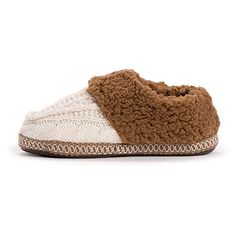 Cozy into a pair of Muk Luks Moselle slippers, and let the faux shearling cuff keep your feet warm and happy all season long. The supportive foam footbed and indoor/outdoor sole guarantee you'll want to wear these all day. Features: Faux Fur LinedBase Material: 100% AcrylicUpper/Outer Base Material: 100% AcrylicShoe Lining Material: PolyesterSole Material Content: 100% Thermoplastic-RubberCare: Hand WashCountry of Origin: Imported Cozy Beige Slip-on Slippers, Cozy Brown Slippers With Textured Footbed, Cozy Brown Slippers With Rubber Sole, Comfortable Cozy Slippers With Faux Fur Lining, Cozy Slippers With Faux Fur Lining, Cozy Slippers With Round Toe And Rubber Sole, Cozy Slippers With Rubber Sole And Round Toe, Comfortable Cream Slippers With Round Toe, Comfortable Cream Round Toe Slippers