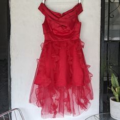 Off The Shoulder Red Dress Perfect For Parties And Other Occasions Size 8 New Without Tag Nwot Red Ruffled Dress For Homecoming, Red Knee-length Mini Dress For Prom Season, Red Spring Dresses For Homecoming, Red Dresses For Spring Homecoming, Off The Shoulder Red Dress, Lady In Red, Red Dress, Off The Shoulder, Colorful Dresses