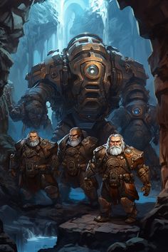 Space Dwarves Art, Sci Fi Dwarves, Dwarven City, Warhammer Dwarfs, Mythical Creatures Fantasy, Alien Character, Pathfinder Rpg, Fantasy Props, Dungeons And Dragons Characters