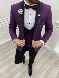 Purple Tuxedo, Prom Men, Men Suits Wedding, Tuxedo Colors, Formal Tuxedo, Fancy Suit, Suits Prom, Purple Suits, Pants Gift