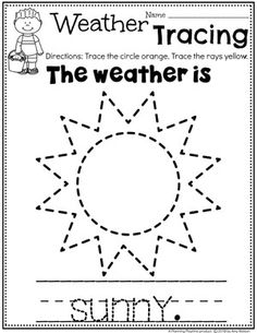 the weather is sunny worksheet for kids to practice their handwriting and writing skills