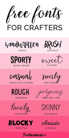 different font styles and colors that are used for crafts