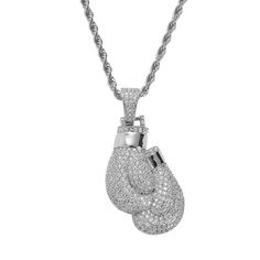 PRICES MAY VARY. Material: 18K Gold and White Gold Plated, Brass Core, Pave AAA+ CZ Stone,With 24inch or 18inch Stainless Steel Chain. The Pendant Set with over 500 Cubic Zirconia stones makes it Shiny your eyes ! Design:Fashion Boxing Pendant,Gift box included making it the perfect gift for all women, wives, mothers, daughters, grandmothers, aunts, or sisters for any gift giving occasion; including birthdays, anniversaries, Christmas and holidays or just for someone special. Soooo Bling Bling?e Gift Iced Out Metal Chain Necklace, Iced Out Pendant Necklaces For Gifts, Iced Out Pendant Jewelry For Anniversary, Iced Out Pendant Men, Streetwear Iced Out Pendant Necklace, Party Mode, Gold Bond, Cheap Accessories, Cubic Zirconia Necklace